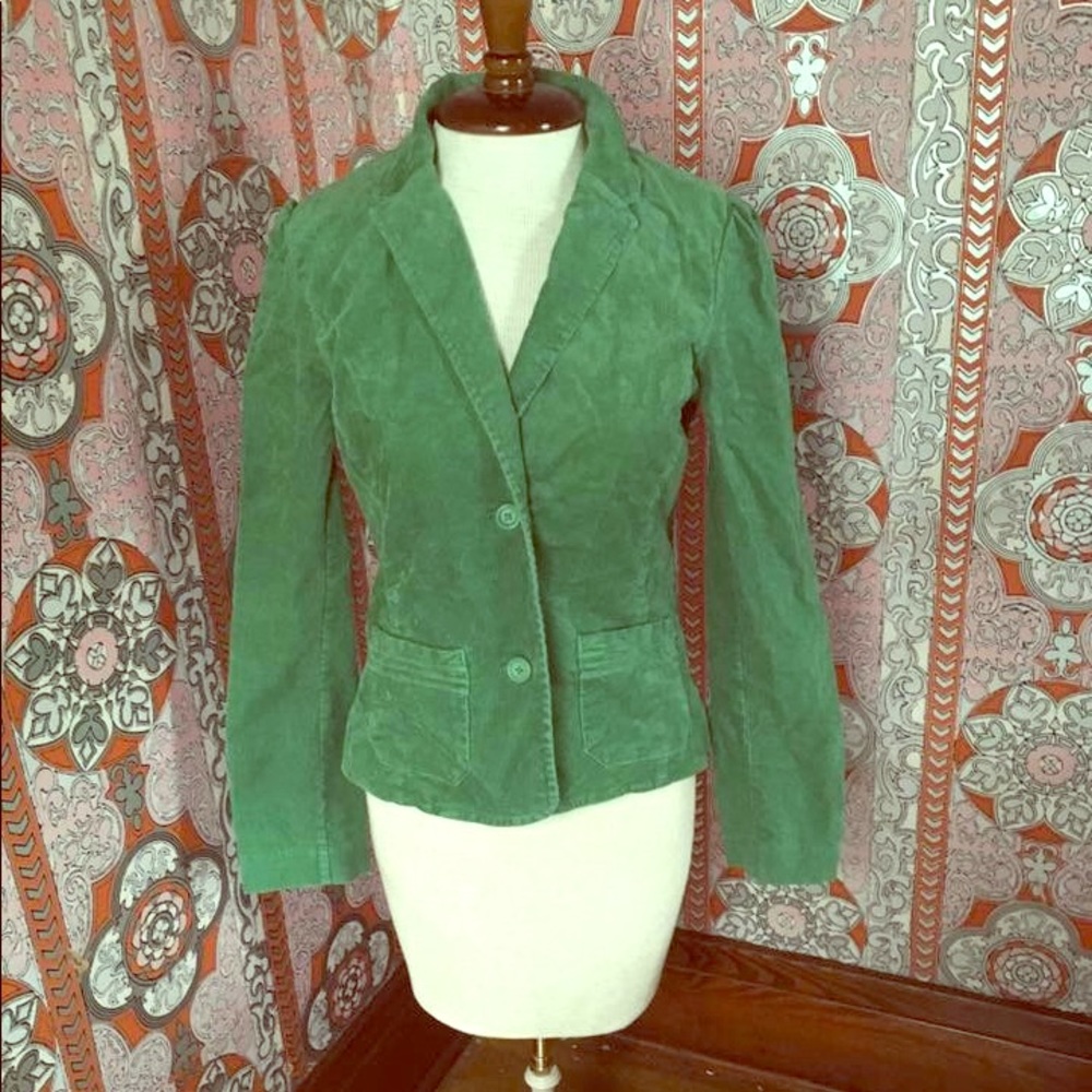 Green corduroy fall blazer